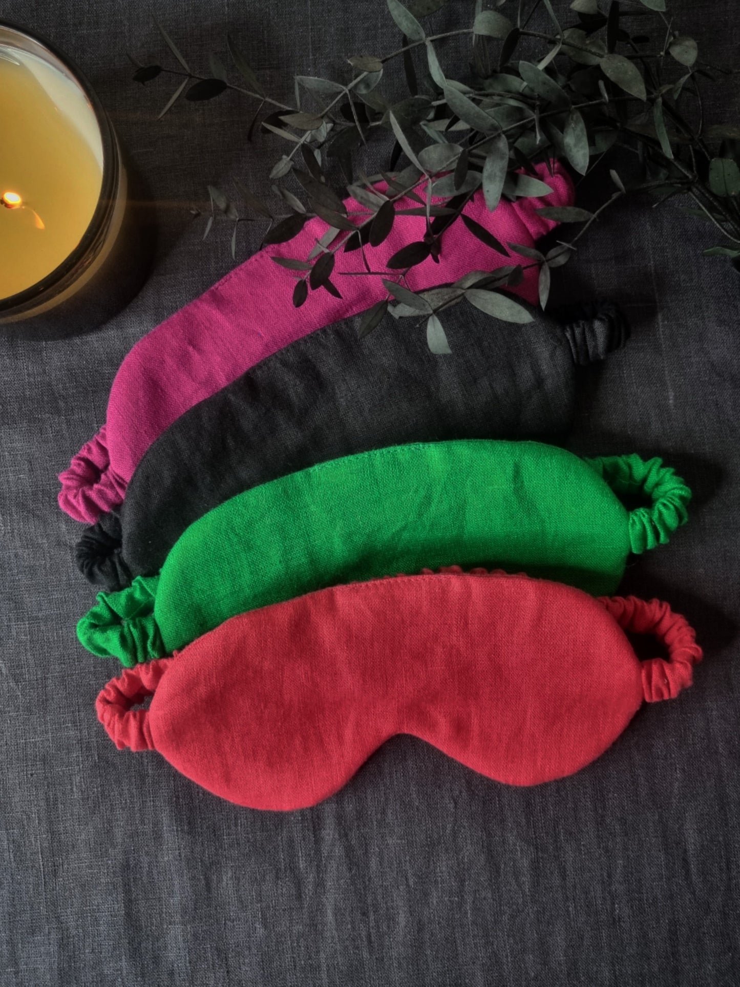 Fuchsia linen sleep mask