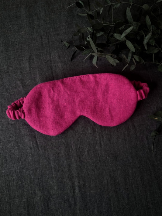 Fuchsia linen sleep mask