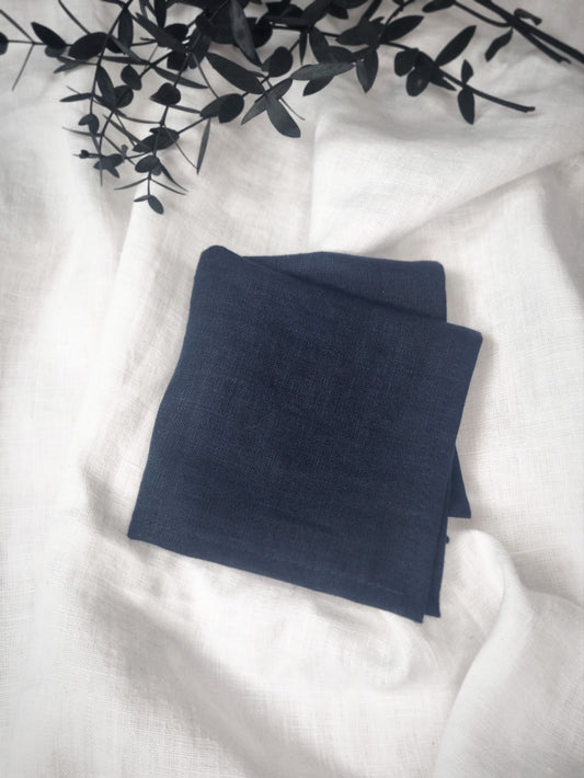 Navy blue linen handkerchiefs