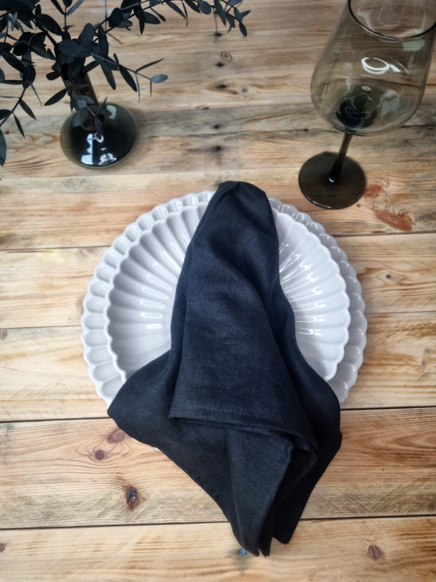Black linen napkins