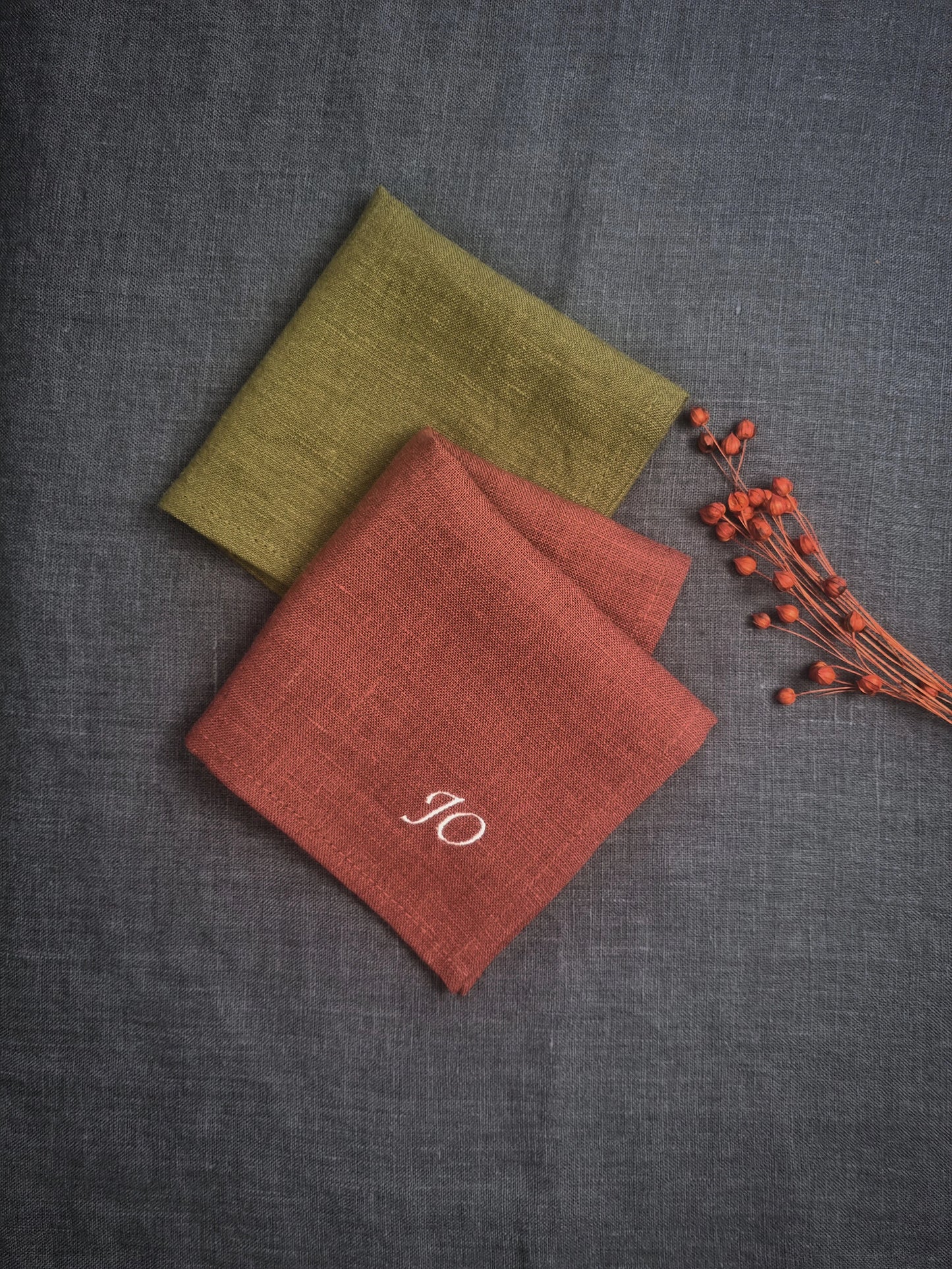 Personalised/Embroidered Natural linen handkerchiefs