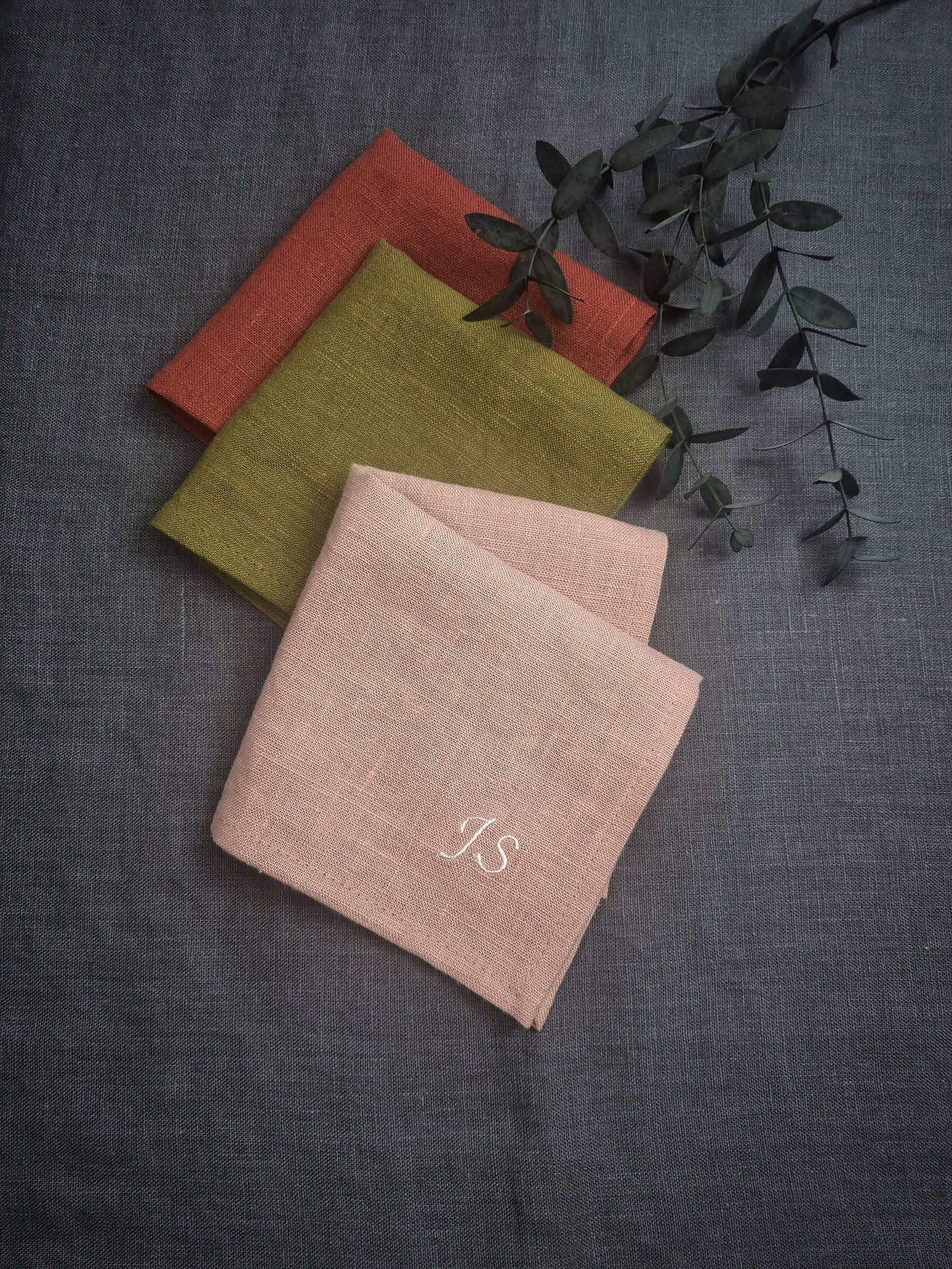 Personalised/Embroidered Natural linen handkerchiefs