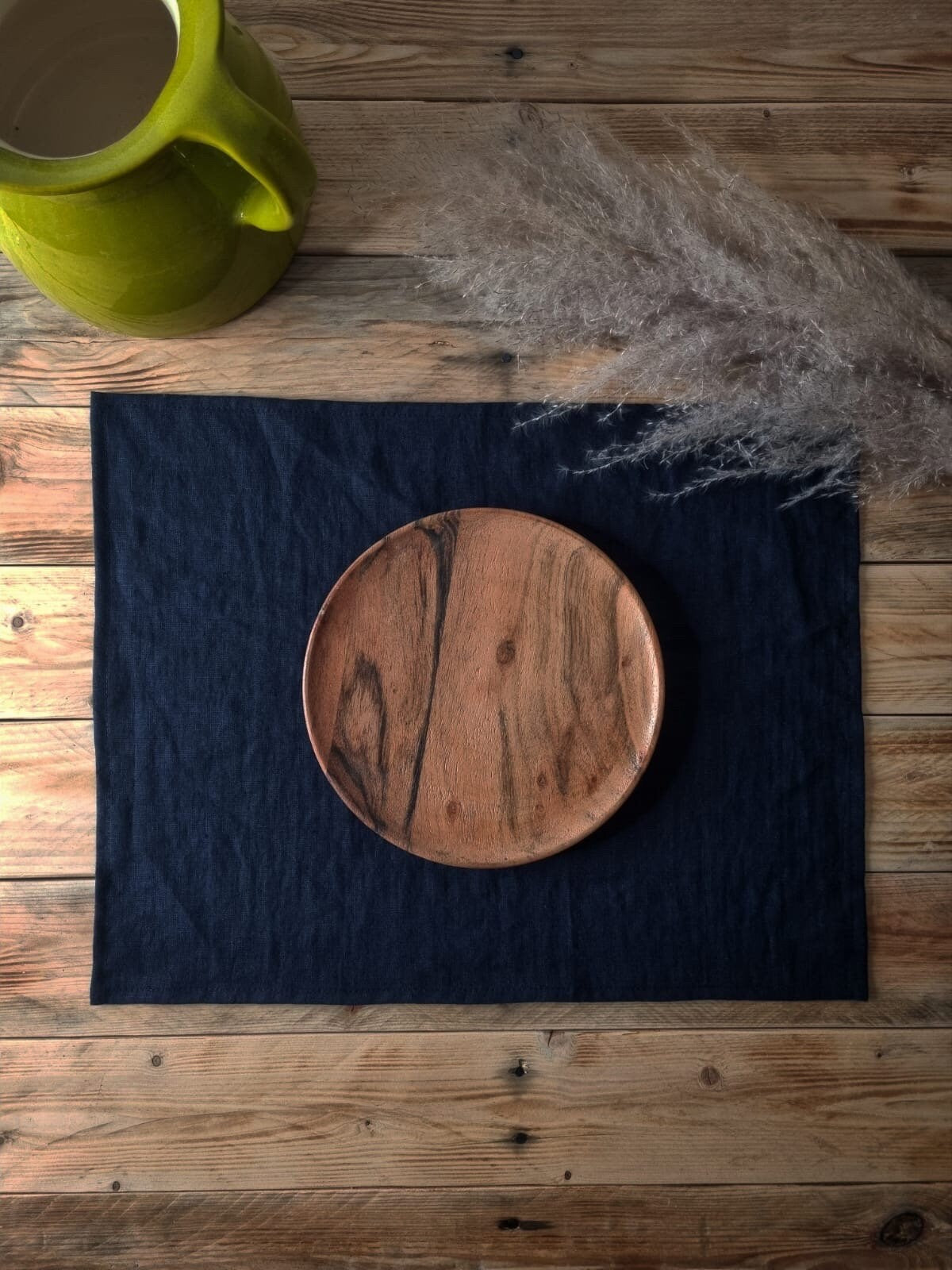 Black linen placemats